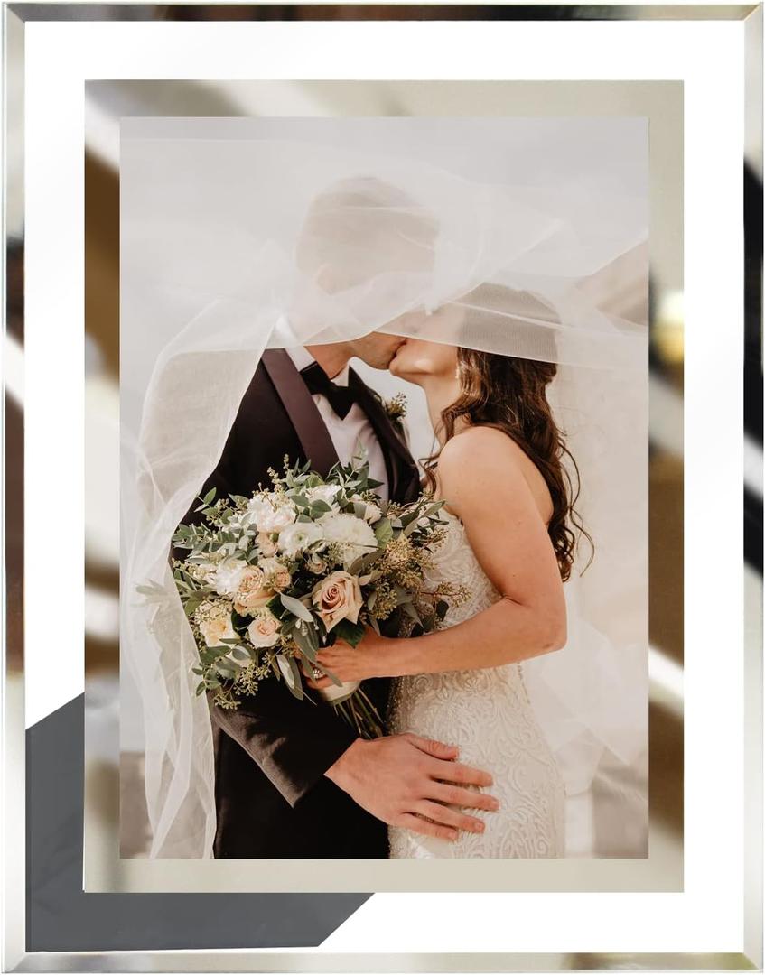 LUCKYLIFE 8x10 Picture Frame Glass for Tabletop Display Vertical or Horizontal, Photo Frames, 1 Pack