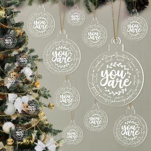 Syhood 10 Pcs Christian Ornaments for Christmas Tree Bulk Christmas Religious Gift for Women Inspirational Bible Verse Xmas Hanging Motivational Scripture Xmas Decorations Friends Souvenir