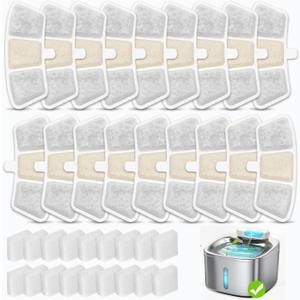 18 Pack PW04 3.5L Wireless Pet Fountain Filters for Hard Water, Reduces Limescale & Bad Taste, Compatible with Oneisall Cat Water Fountain Dispenser, Long Lasting Replacement Filter