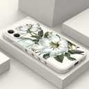 for iPhone 12 Case Fashion Flower Slim Soft Liquid Silicone Rubber Phone Cover for iPhone 12 6.1 inch-Cotton White