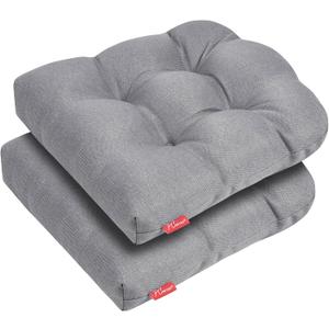 Pcinfuns Outdoor Wicker Cushion Set 19 x 19 x 5 Inch Seat Patio Cushions Round Corner Chair Pads Premium Comfortable Thick Fiber Fill Tufted Cushion,2 Pack,Light Grey
