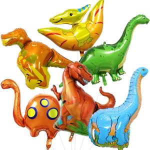 Dinosaur Foil Balloons Set (35-50 In), 6 Pieces Large Dinosaur Mylar Helium Balloons for Kids, Giant Cute Dino Birthday Party Decorations Kit for Boys Jungle Safari Theme Baby Shower Decor Supplies
