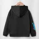 SweatyRocks Girl's Cute Graphic Hoodies Long Sleeve Cartoon Print Pullover Hooded Sweatshirts (Black)