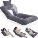HIGOGOGO Reading Pillow, Back Pillow for Sitting in Bed and Couch, Gaming Pillow for Adults, Sit Up Support for Bed, Dark Grey (Large)