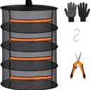 Desy & Feeci Herb Drying Rack-2ft Diameter 4 Layer Folding Mesh Hanging Basket Dryer Net with Zippers for Seeds Flowers Buds Plants Garden Outdoor Bumper Harvest(D24xH31 inch)