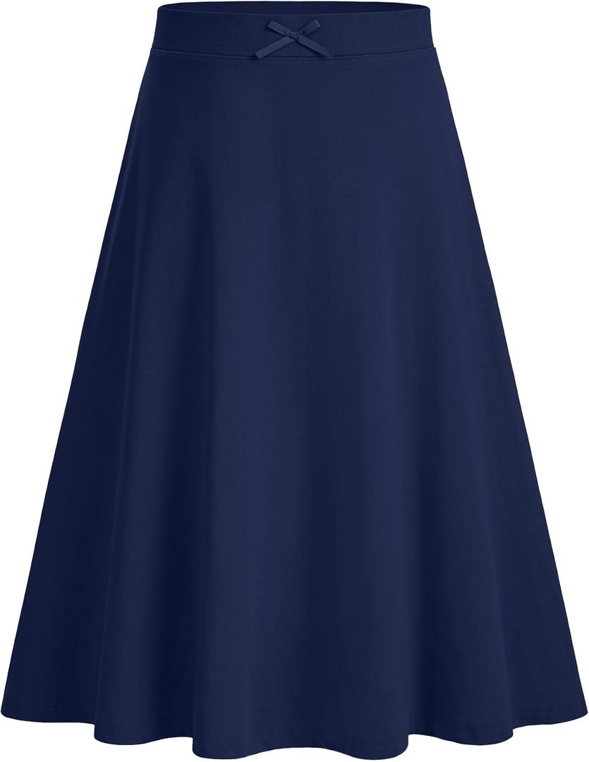 BOOPH Girls Skirts Solid A-Line Long Skirts Uniform Skirts 11-12 Years