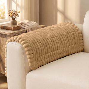 decorUhome Fuzzy Pet Couch Cover for Dogs, Non-Slip Sofa Covers for Sofa Couch Arm, Soft Thick Furniture Couch Protector, Washable Sofa Slipcovers, Camel, 27.6" x 27.6"