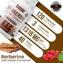Berberine with Ceylon Cinnamon, 120 Count, 7 in 1 Berberine Supplement Ceylon Cinnamon Capsules, 1318mg | Immune Support | Premium Natural Supplement Boost | Vegan Friendly & Non-GMO