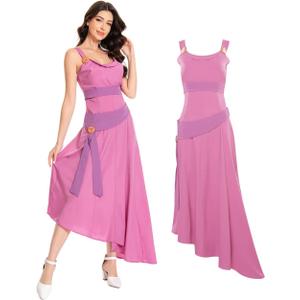 Vaianie Princess Cosplay Costume for Adult Women Pink Sleeveless Dress Outfits for Halloween Party (Large, Purple)