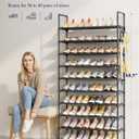 Kitsure Shoe Rack for Closet - 10-Tier Shoe Organizer with Hook Rack, Large-Capacity & Space-Saving Shoe Shelf for Entryway, Bedroom, Living Room,32.2" x 11.8" x 68.5", Black