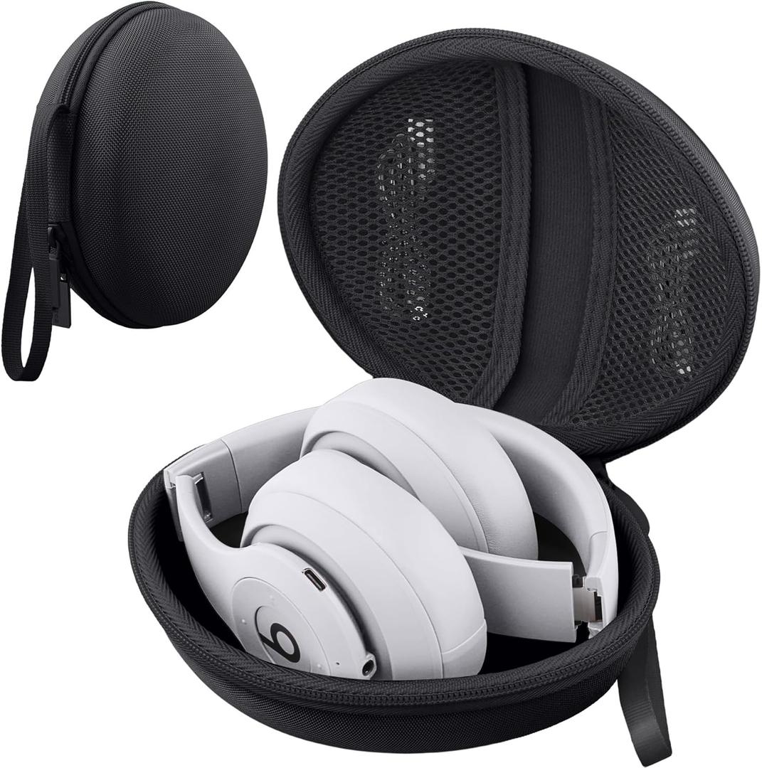 co2CREA for Beats Studio Pro / Studio3 / Solo4 / Solo3 Headphones, Hard Travel Case Compatible with Beats Wireless On-Ear Headphones (Black Case)