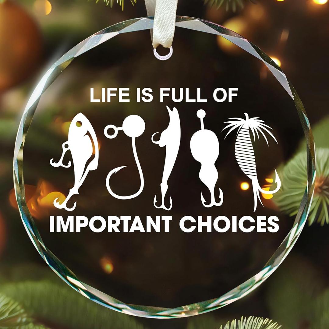 Fishing Ornament - Fisherman Ornaments for Christmas Tree, Fisher Christmas Ornaments - Fishing Gifts for Fisherman, Men, Dad, Husband - Glass Ornament 2025