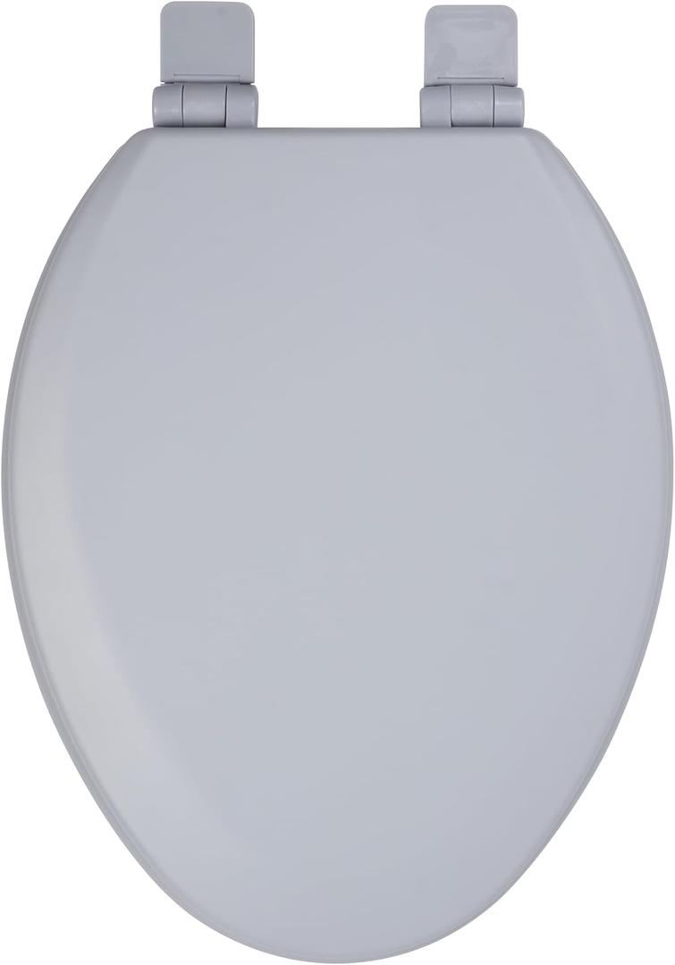 Toilet Seat, Slow Close, Soft Touch, Ultra-Smooth Matte Finish (No Orange-Peel Texture), Premium Moulded Wood, Quick Release, PIKLiDS (Gray, Elongated)