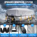 Pontoon Boat Cover 19-21 ft, 1200D Heavy Duty Waterproof Trailerable Cover for Pontoon Boats Up to 8.5 ft Beam, 14 Straps, Elastic Hem &Outboard Motor Cover, Gray