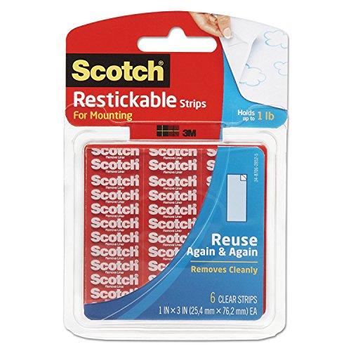 1" x 3" Reusable Mounting Strips [Set of 6], 2 Pack