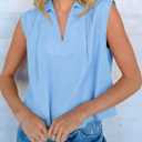 Tankaneo Womens Summer V Neck Tank Tops Collared Sleeveless Shirts Trendy Casual Loose Fit Blouse