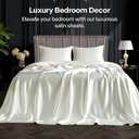 BEDELITE Satin Sheets Queen Size Bed Set, Luxury Soft Ivory White Silky Sheets for Hair and Skin, Similar to Silk Bed Sheets Set 4 Pieces 1 Deep Pocket Fitted Sheet, 1 Flat Sheet, and 2 Pillowcases