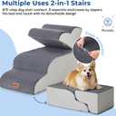 ZOMISIA Dog Stairs Ramp for High Beds - 5 Step Pet Stairs for Small to Large Dogs, 35D Foam Dog Steps for Couch with Non-Slip Bottom Grey
