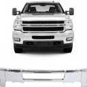 3Pcs Front Bumper Face Bar Compatible with 2011 2012 2013 2014 Chevy Chevrolet Silverado 2500 HD/3500 HD W/Fog Light Openings Replacement For GM1002837 25883349 Steel Chrome Silvery