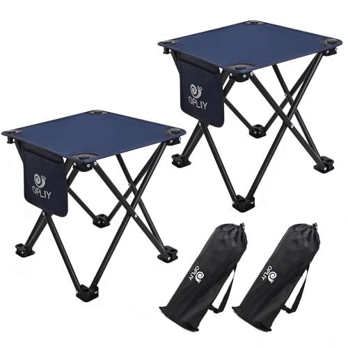 Opliy Camping Stool 2 Pack,13.5 Inch Portable Folding Stool for Outdoor Gardening and Beach Hiking Fishing,Foot Stool with Carry Bag (Blue)