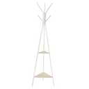 VASAGLE Coat Rack Freestanding, Coat Hanger Stand, Hall Tree with 2 Shelves, for Clothes, Hat, Bag, Industrial Style, Natural Beige and Pearl White URCR016N01