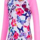 uideazone 2-9 Years Girls Long Sleeve Swimsuit One Piece Bathing Suit Zipper UPF 50+ Rashguard Swimwear (4-5T, A3-butterfly-1)