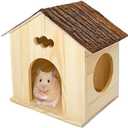 Hamiledyi Ex-Large Hamster Wooden House Natural Syrian Hamster Handcrafted Hideout Hut for Rat Mice Mouse Hedgehog Sugar Gliders