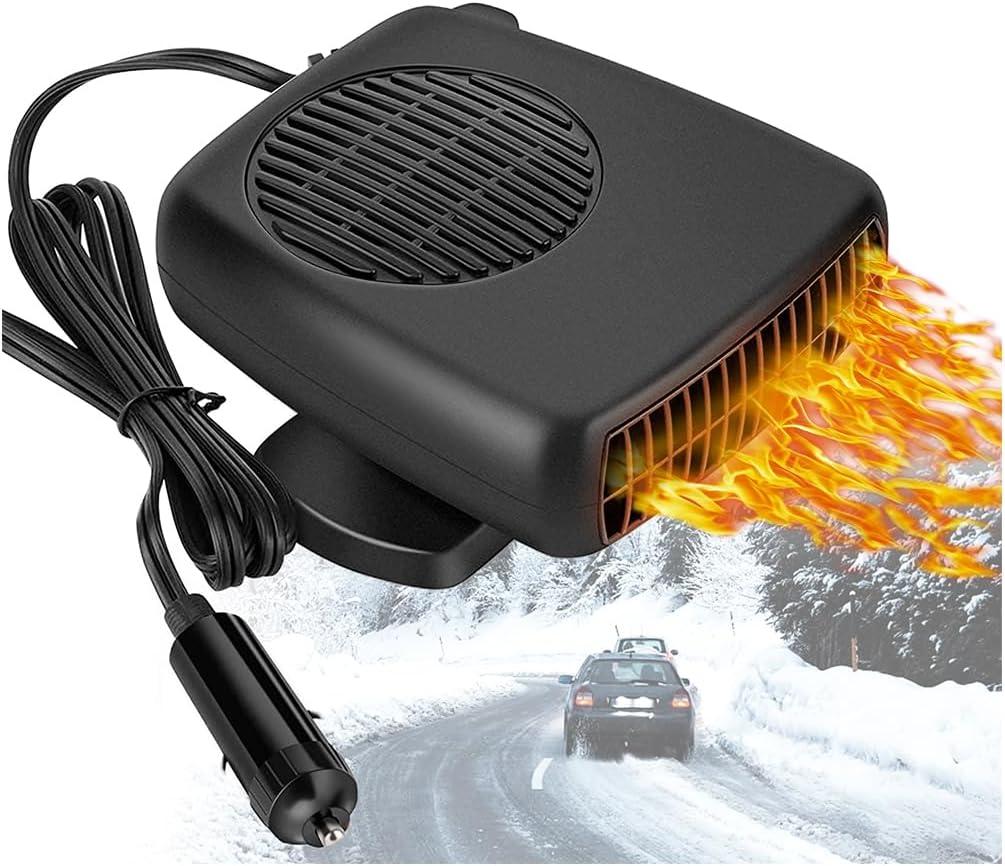 Car Heater Fan, Portable Electronic Auto Fan Heater 12V 150W 2 in 1 Heating/Cooling Function Fast Heating Car Defrost Defogger