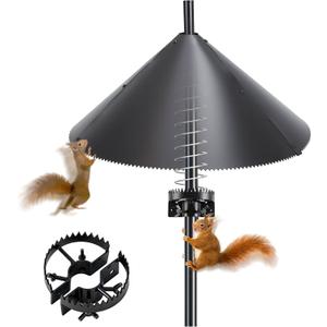2026 Upgraded Squirrel Baffle for Bird Feeders, 5-Point Stable Structure, Swaying Anti-Climb Design, Fit for 0.5-1.25" Poles & Shepherd Hooks, Squirrel Guard for Bird Houses, 19.7 Inch