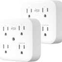 KMC Smart Tap Mini 2-Pack, 4-Outlet Wall Mounted Plug Adapter, 3 Independently Controlled Wi-Fi Outlets, Compatible with Alexa & Google Assistant, No Hub Required
