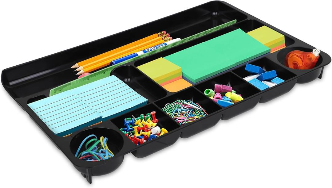 Desk Drawer Organizer Tray, Office Desk Organizer Tray with 9 Compartments, Inside Desk Organizer for Home Office, 14 x 9.13 x 1.13 Inch, Perfect for Organizing Pens, Pencils, Paper Clips and more