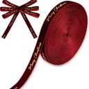 20 Yards Velvet Christmas Ribbon Roll with Gold Foil Merry Christmas Holiday Ribbon for Gift Wrapping, Xmas Tree, Crafts, Party & Home Decorations (Wine Red) (5/8 Inch)