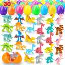 TOY Life 30 Packs Filled Easter Eggs with Dinosaur, Easter Party Favors and Basket Stuffers Bulk for Kid, ,Plastic Prefilled Surprise Eggs Easter Gifts Hunt Party Favors for Kids