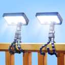 Motion Sensor Outdoor Lights with Flexible Octopus Tripod - 600LM Solar Sercurity Lights Waterproof, Dual Charging Solar Ourdoor Light for Camping,Fence, Patio (2, Black(6000K)