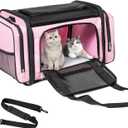 Large Cat Carrier, Pet Carrier, Dog Carrier for Small Dogs, Cat Carrier Soft, Collapsible Large Pet Carrier for Traveling Indoor and Outdoor Uses - Pink 20"x13"x13"