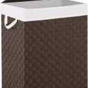YOUDENOVA Handwoven Laundry Basket Hamper with Removable Liner Bag and Lid, Collapsible Clothes Hamper with Handle, Brown