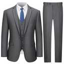 LUPURTY Suits for Men, 3 Piece Men's Suit Slim Fit, Solid Jacket Vest Pants with Tie, One Button Tuxedo Set for Business, Wedding, Dark Grey M