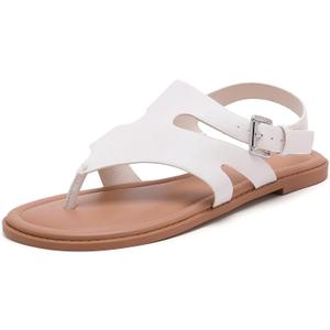 Luoika Women's Wide Width Flat Sandals, Flip Flop Casual Strapy Sandals Slip on Summer Beach Shoes for Women.