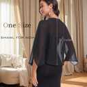 Shawls and Wraps for Evening Dresses Chiffon Soft Shawl for Wedding Guest Party Cover Up (Black)