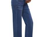 POSHGLAM Women's Maternity Jeans Straight Leg 30'' Over Belly Comfy Stretch Denim Pants(Dark Blue, X-Large)