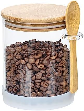 Glass Jars with Bamboo Lids & Bamboo Spoons - 25Oz Glass Storage Container, Large Glass Coffee Nuts Canister Airtight, Hold Coffee Beans, Tea, Flour, Sugar, Nuts, Candy, Bath Salts & More, Decorative