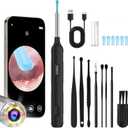 Red Light Illumination Ear Wax Remover Kit [6-in-1] - Smart Otoscope with 1080P Camera & Safety Spoon - Pain-Free Ear Cleaning Tool Compatible with iOS/Android, Ideal for Kids/Adults