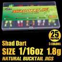 Shad Darts Crappie Jigs Head Bucktail Hair Jig for American Shad Crappie Bass Fishing Lures 1/16oz 1/8oz 1/32oz 1/4oz 25 Pack