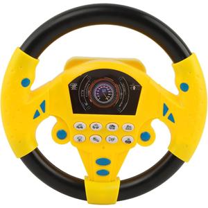 Steering Wheel Simulated Toy for Kids Babies 3+ Years Old, Small Electronic Simulated Driving Driver Racing Toy with Sound (Yellow)