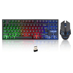 CHONCHOW Wireless Gaming Keyboard and Mouse Combo, Rechargeable 87 Key LED Light Up Keyboard Ergonomic Gaming Mouse, Backlit Wireless Mouse and Keyboard for Xbox PS4 PS4 PC Laptop