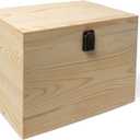 10x7x7-Inch Unfinished Wooden Box with Hinged Lid & Front Clasp for DIY Art Project Crafts Woodcraft Keepsake - Easy to Stain Paint Wood Burning