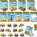 Meooeck 24 Set Small Construction Cars Vehicles with Gifts Cards Set, Mini Construction Vehicles with Valentine's Greeting Cards for Classroom Prizes Classroom Exchange Gift(Cloud Style)