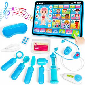 Doctor Kit for Toddlers 3-5 Kids Doctors Play Set with Interactive Learning Tablet Toys for 3 Year Old Boy Girl Pretend Play Toys with Sound & Music Stethoscope Birthday Gift Baby Toddler Toys 2-3 2-4