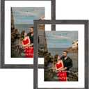 ArtVibes 4x6 Floating Picture Frame Set of 2, Double Glass Picture Frame for up to 6x8 Photos, Picture Frames for Wall and Tabletop Display, Rustic Brown