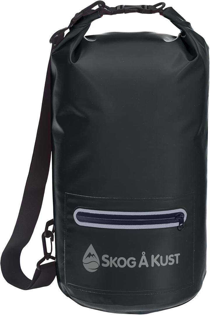 Skog  Kust DrySak - Roll Top Waterproof Bag for Travel & Outdoors - 5, 10 & 20 Liter sizes (Black)